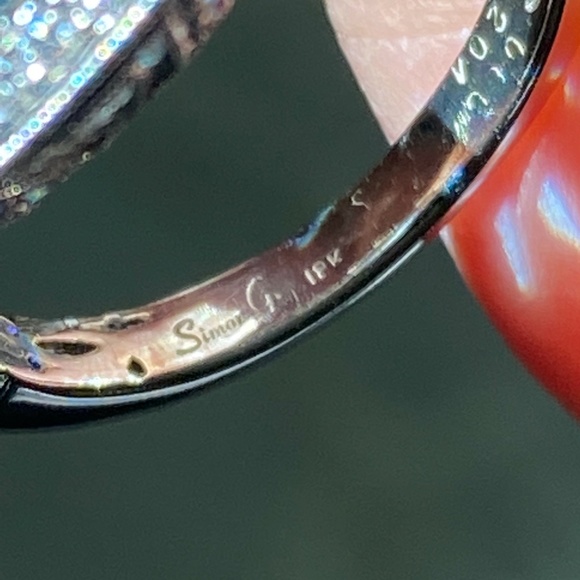 Designer SIMON G ~ .88 TCW Diamond and 8MM Aquamarine Ring in 18K White Gold - Picture 7 of 15